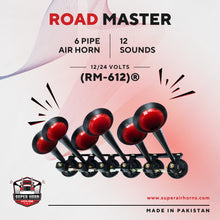 Load image into Gallery viewer, ROAD MASTER RM-612 | 6 Trumpet Air Horn, 12 Sounds, 12V/24V