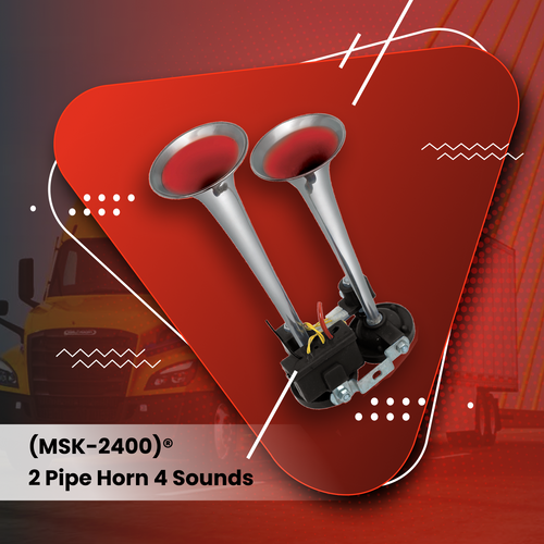 Supersonic Universal Bike & Car Horns Super Loud Sound Air Horn (12V  Silver, 2 Pcs), Car Horn
